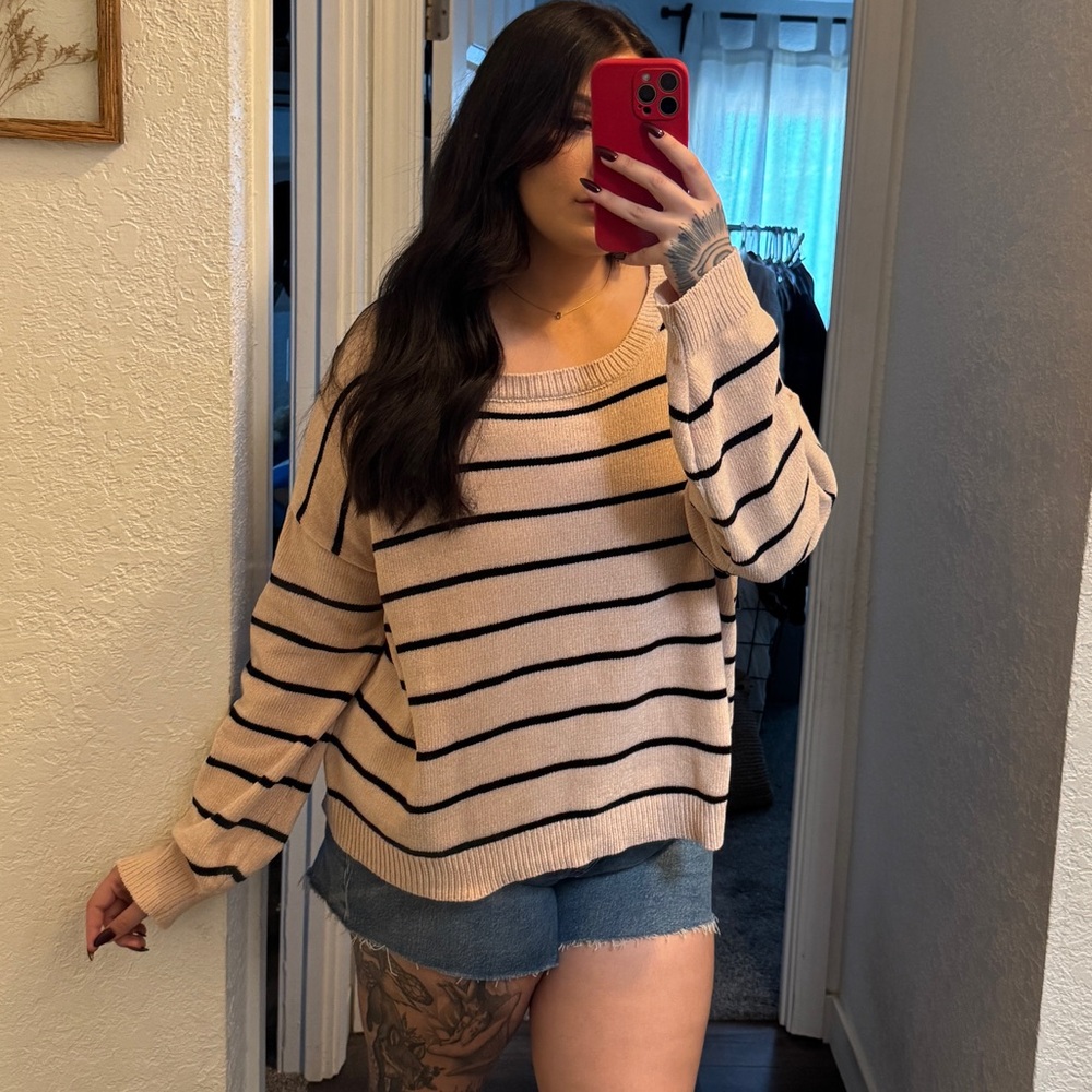 Pink Lily size XL striped long sleeve sweater